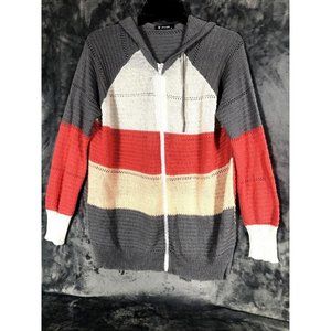 BTFBM Sweater Women's Long Sleeve Stripped Ribbed Knit Pullover, Full Zipper
